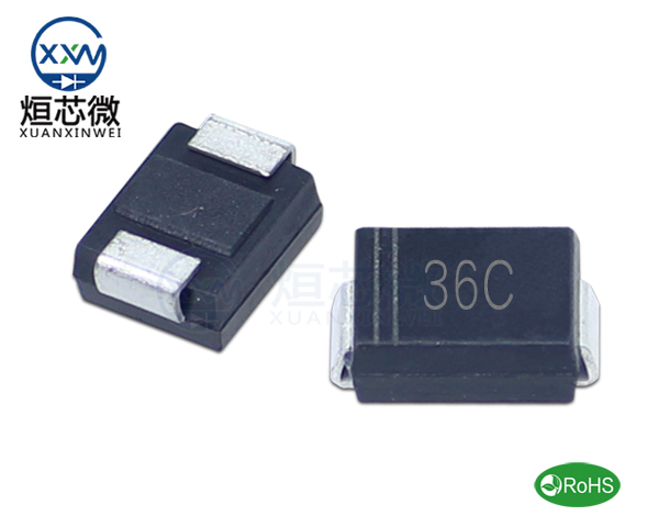 P6SMB36CA參數,TVS二極管P6SMB36CA瞬態(tài)(變)抑制二極管